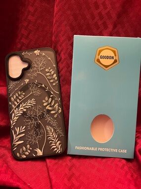 Black Floral Protective Phone Case with Botanical Design